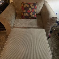 Corduroy Chair And Ottoman 