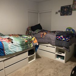 IKEA Kids Twin Frame Slats Storage And Mattresses Priced Each 