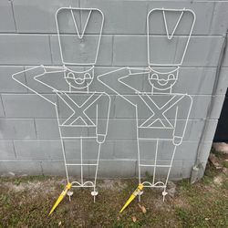 Christmas Toy Soldier Metal Wire Yard Ornament For Christmas Lights Lot of 2 
