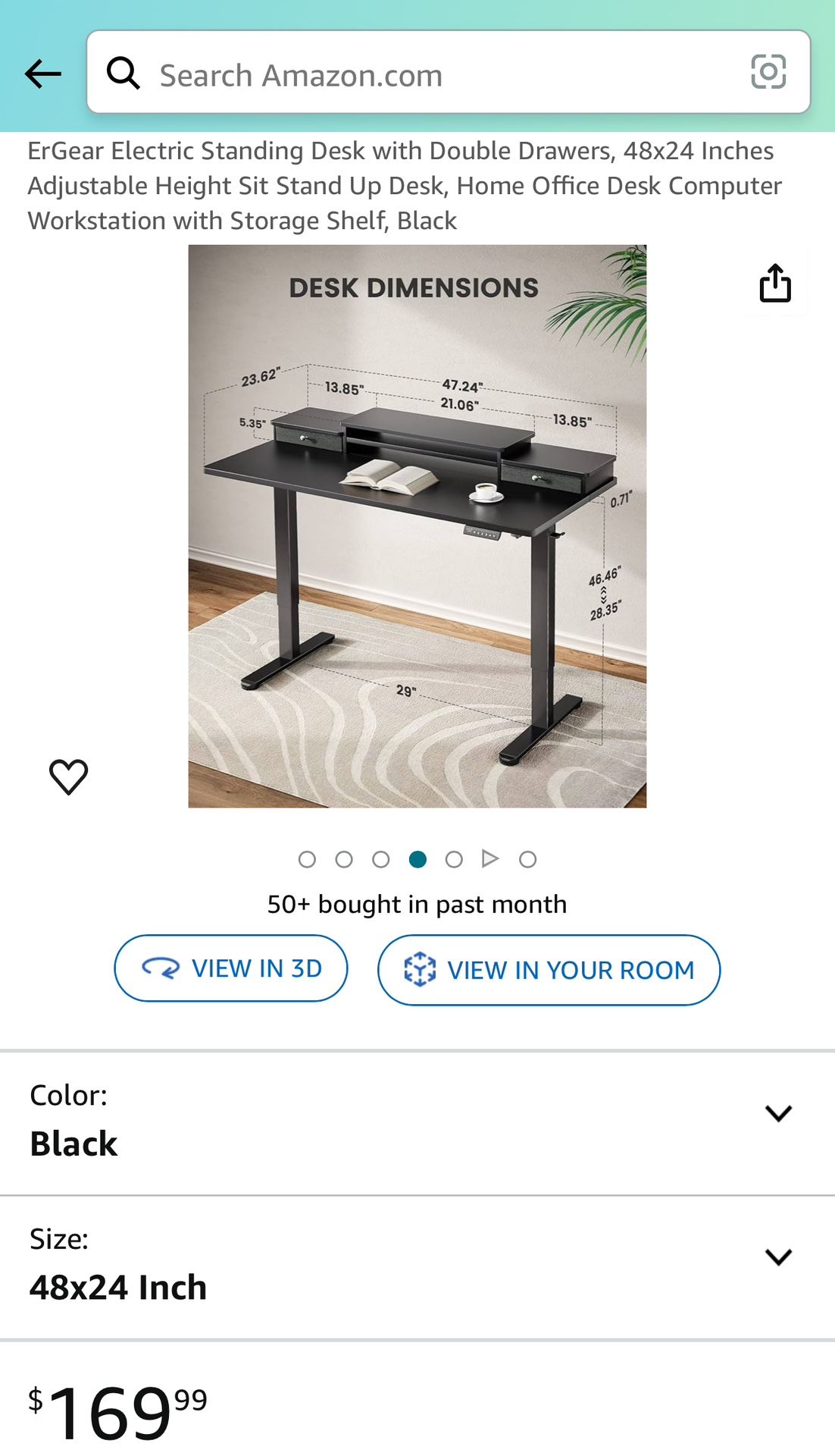 ErGear Electric Standing Desk with Double Drawers,