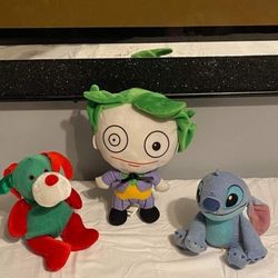 Stuffed Animal Bundle DC Joker Disney Stitch & Reindeer😍