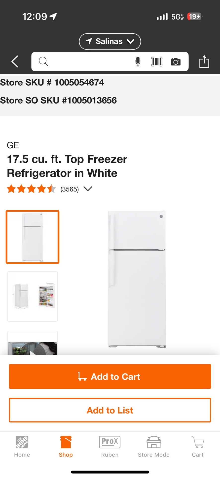 New GE Refrigerator/freezer In Box
