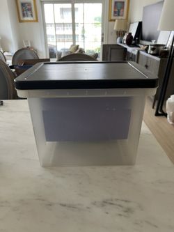 Clear Storage With Lid - Can Be Used To Hang Files