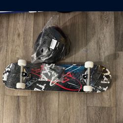 Brand New Complete Skateboard + Helmet (Never Used)