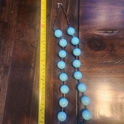Sky Blue Graduated Turquoise Beaded Necklace Strand. Heavy