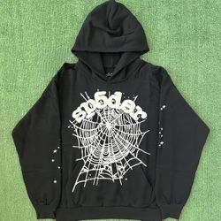 Sp5der Black OG Web Hoodie Size L