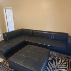 4 Piece Sectional Black Vinyl Couch