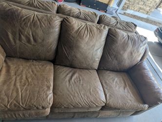 2 Brown Leather Sofas