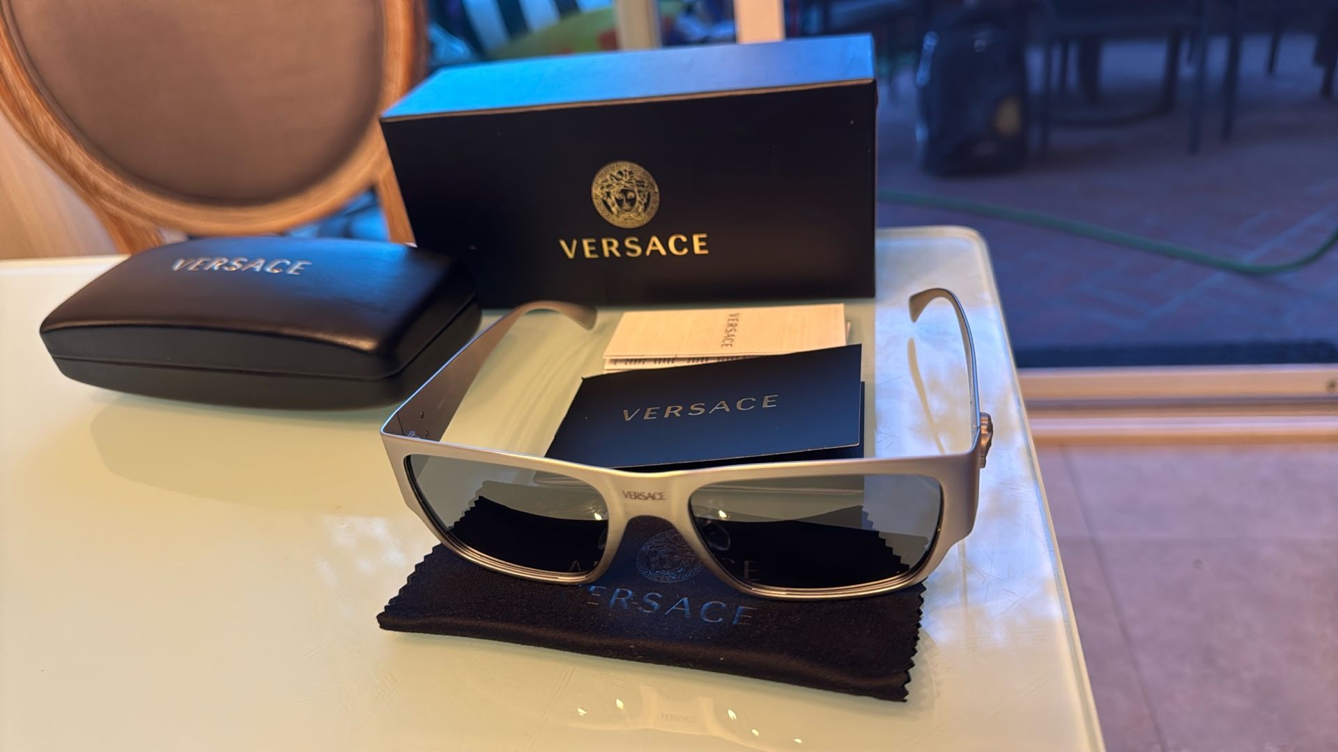 NEW Authentic Versace OVE2262 Versace Man Sunglasses Black Frame, Dark Grey Lenses,