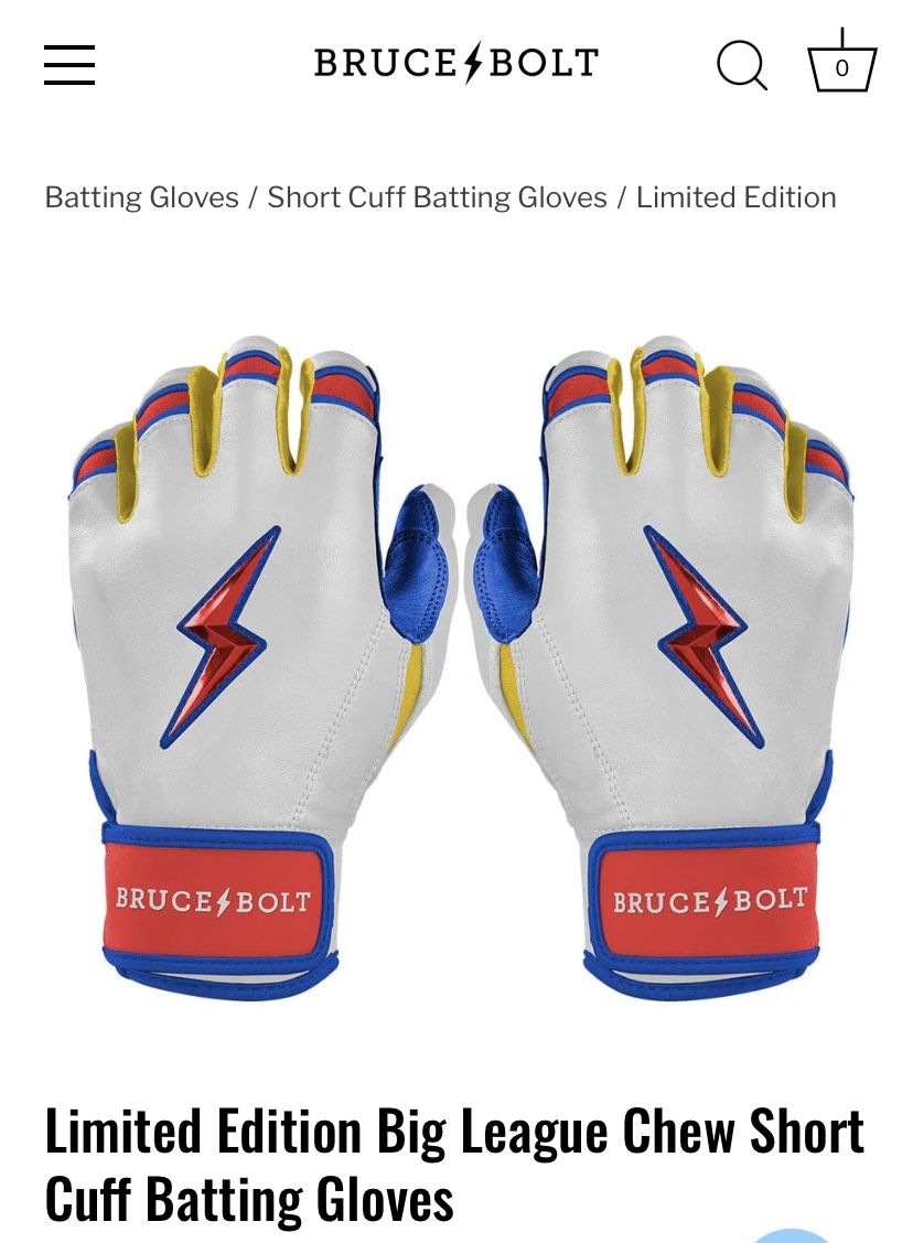 Bruce Bolt Big League Chew Short Cuff Batting Gloves