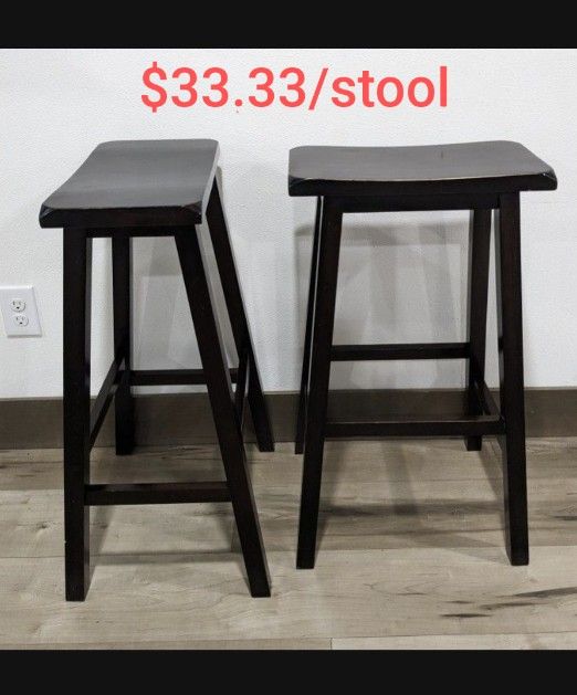 Price LOWERED 30" Wooden Bar Height Stool Dark Brown