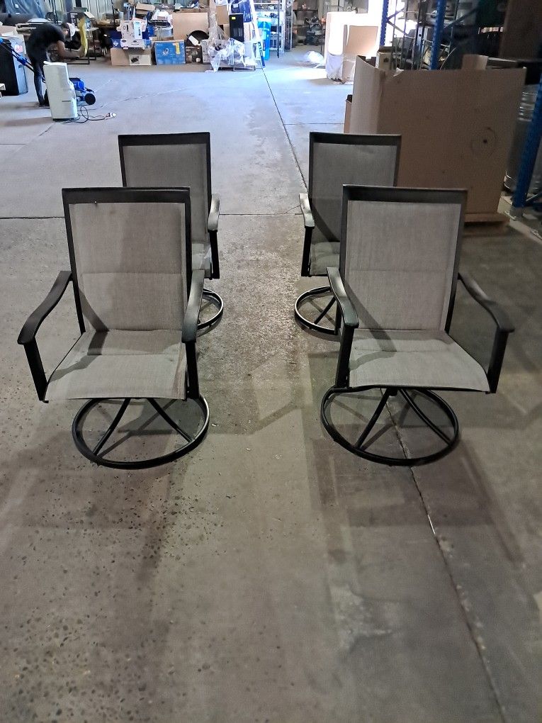 Style Selections Melrose Set of 2 Wicker Black Steel Frame Swivel Dining Chair with Gray Sling Seat