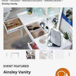 New In The Box White Vanity With Mirror 