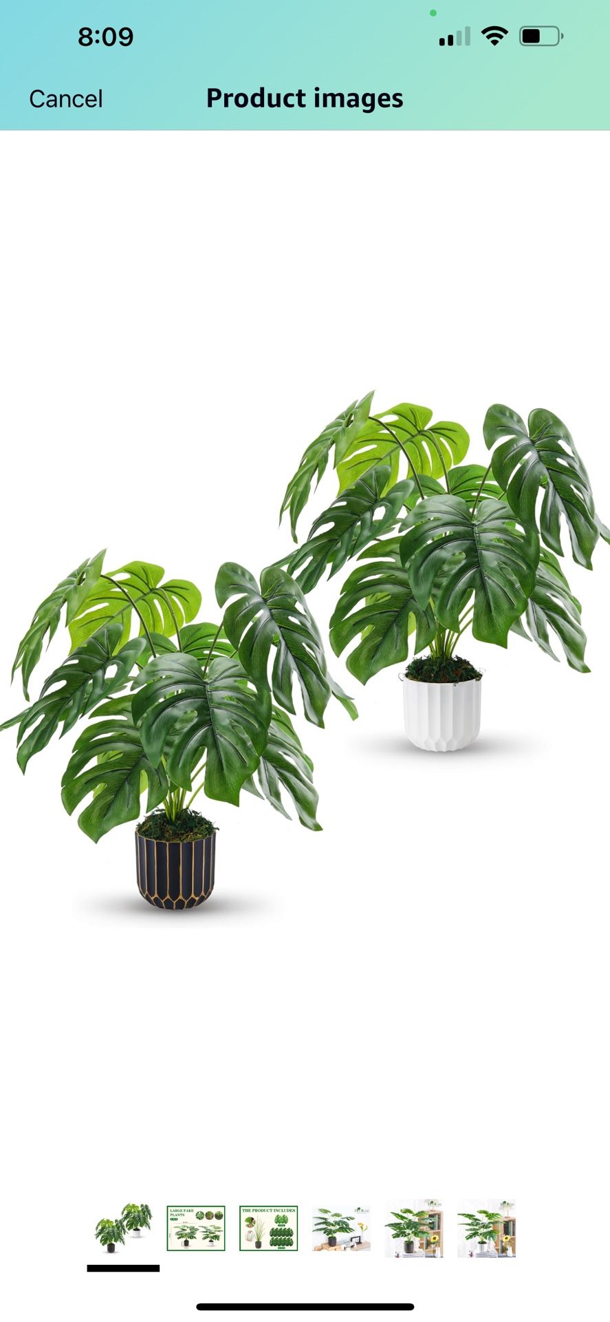 Der Rose 2 Packs Fake Plants 19'' DIY Faux Monstera Artificial Floo