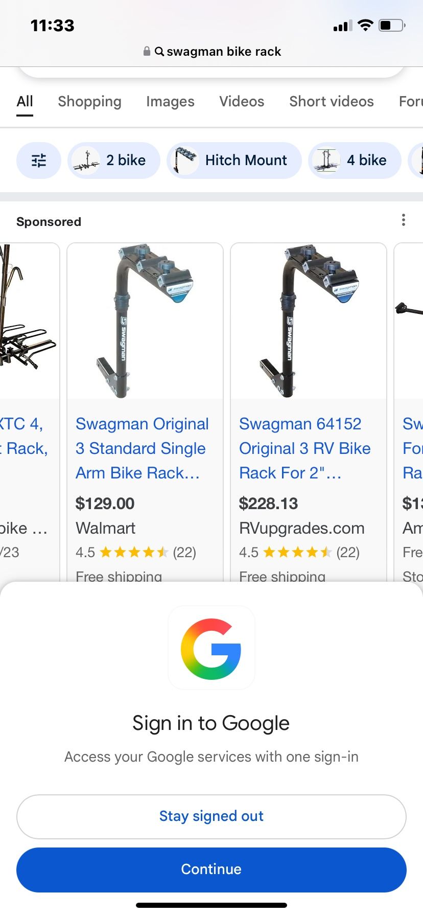 SWAGMAN ARM BIKE RACK