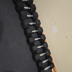 Brand New 5lb Thru 25lb Rubber Hex Dumbbell Set