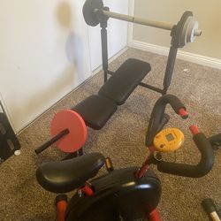 Kids bench press and exercise bike