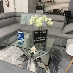 New Floor Sample Glass Mirror Coffee Table Only 