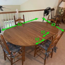 Dining Room Table And 4 Ladder- Back Chairs