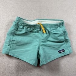 Patagonia Trunks Shorts Boys Youth L 12 Green Board Swim Outdoor Pocket #2388