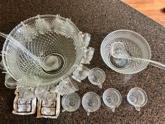 Vintage Glass Punch Bowl set