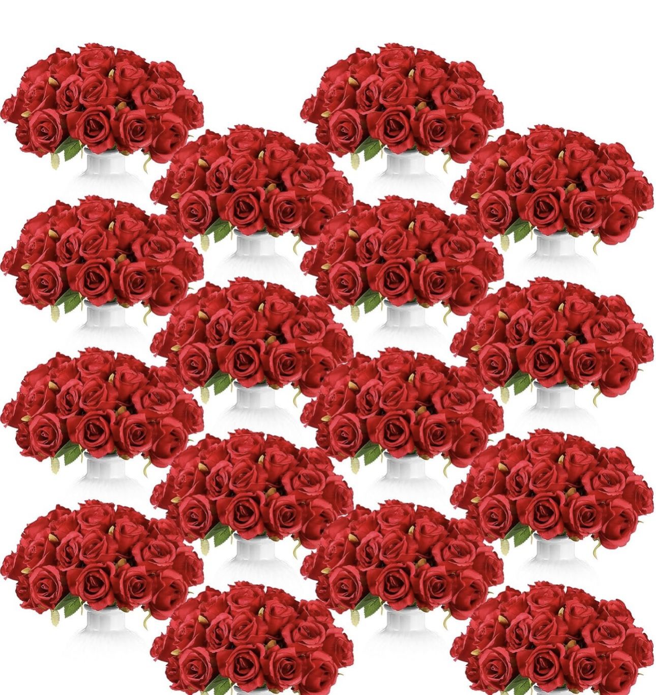 240 Pcs Artificial Red Rose Flowers Bouquet