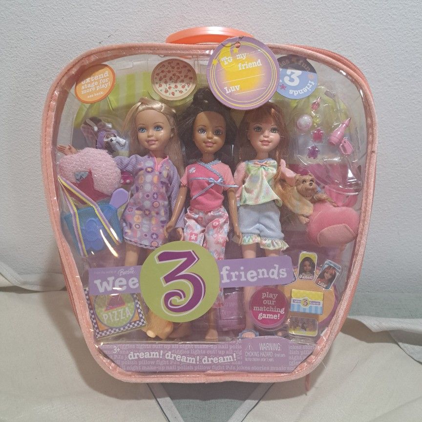 Barbie Mattel Wee 3 Friends Dolls Lot Vintage Stacie Clothes Accessories Dream