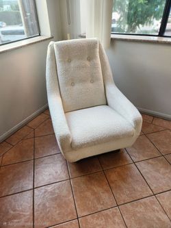 Danish Modern Lounge Chair with Teddy Fabric