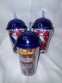 Marvel Spider-Man Tumbler Cup with Straw – Set of 3