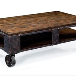 Magnussen - Pinebrook Wood Rectangular Cocktail Table (2 braking casters)