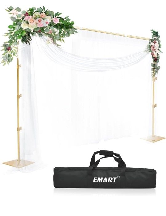 EMART Heavy Duty Backdrop Stand, 8.5ft Height 10ft Width Adjustable Background Support Kit with Flat Steel Base for Photography, Photo Pipe and Drape