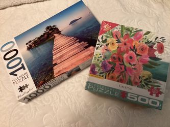 NEW Sealed Calypso 500 Pc Jigsaw Puzzle Eurographic & Mindboggler 1000 Pc  Cameo Greek Island