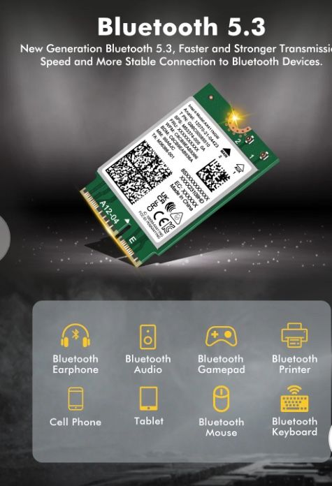 WiFi 6E Wireless Card Intel AX411 NGW. Only Support CNVio2 Protocol and Intel 12/13th Generation CPU, Bluetooth 5.3, Tri-Band 5400Mbps, Network Adapte
