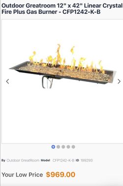 Decorative drop-in gas burner Crystal Fire Plus CFP1242-new, down from $1000