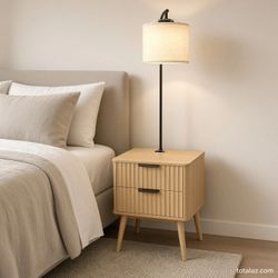 Powered Nightstand with Fishermans Lamp