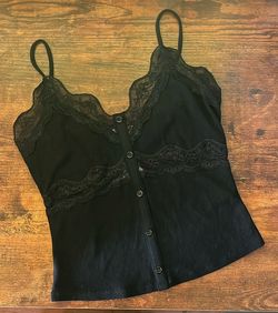 V-Neck Lace Trim Top (S)