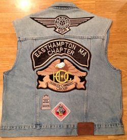 Vintage Harley Davidson Men's L Vest Jean Jacket Easthampton MA