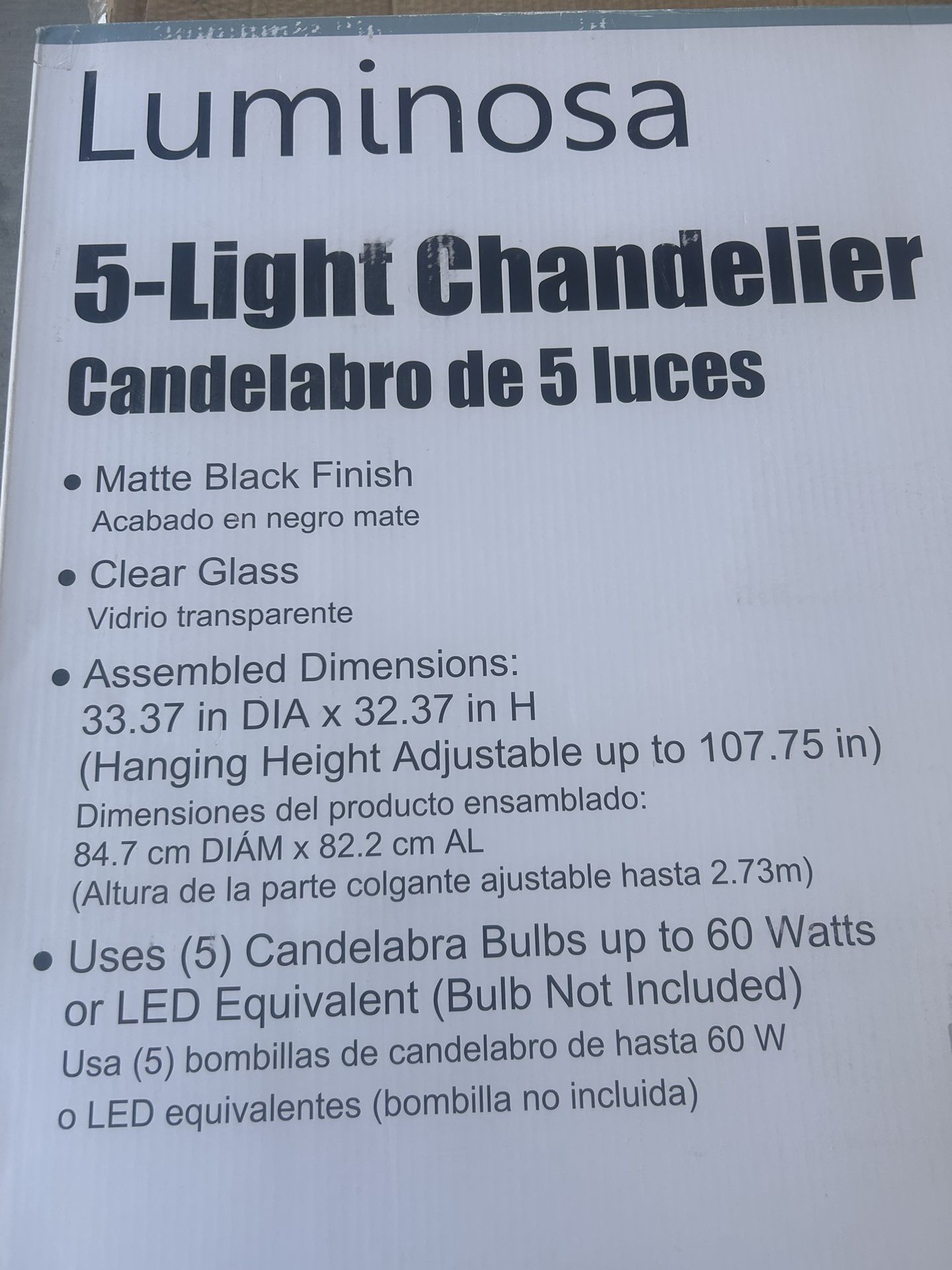 Luminosa 5 Light Chandelier 2 Boxes