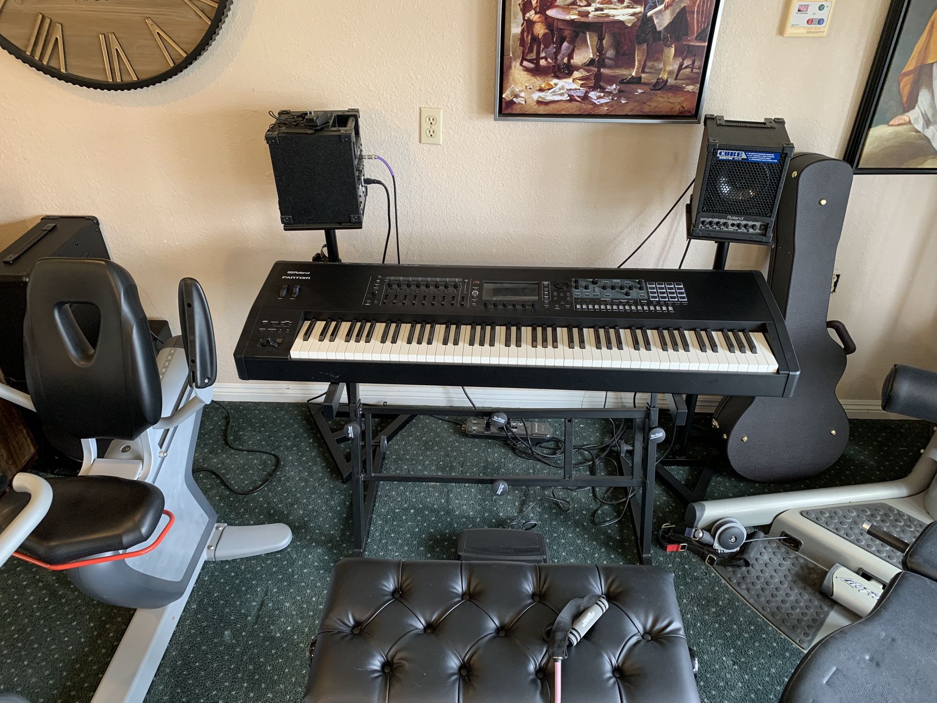 Roland Keyboard, speakers, Dual bench