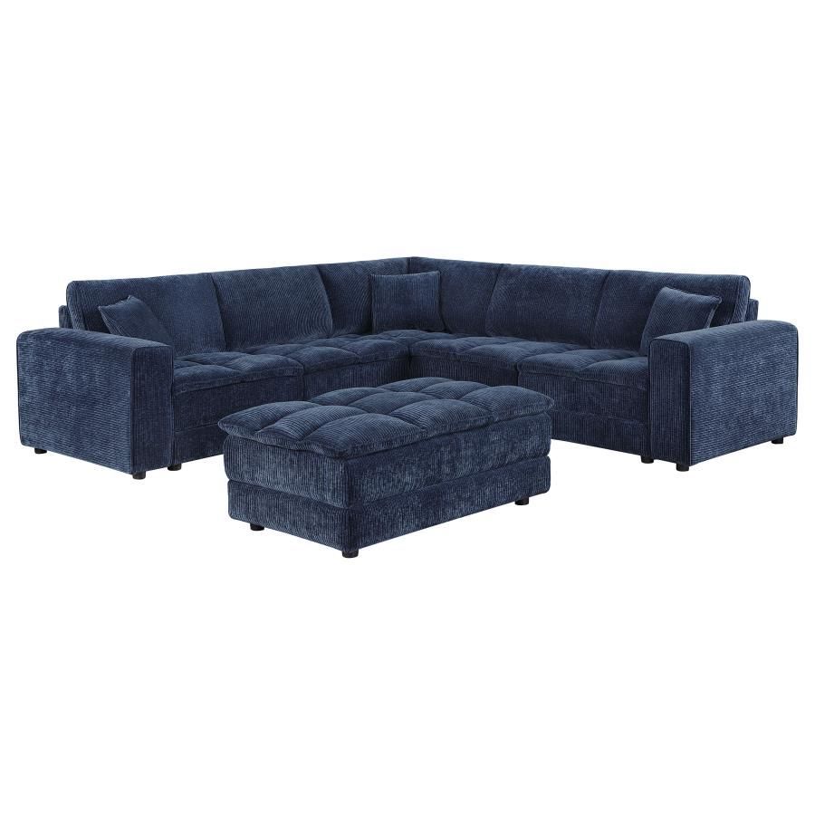 💙NEW!! Modular Blue Corduroy Living Room Sofa Sectional Ottoman $10 DOWN