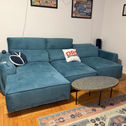 Teal Sectional Sofa – Deep Seats, Super Comfortable, Great Condition