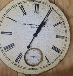 Antique style large clock 32.5" high and 23.5" wide

Manchester Antique style large Clock. Measures 32.5" high and 23.5" wide. The main clock and seco