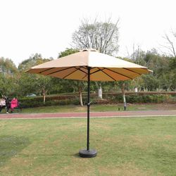 15x9ft Large Double-Sided Rectangular Outdoor Twin Patio Market Umbrella with light and base- taupe