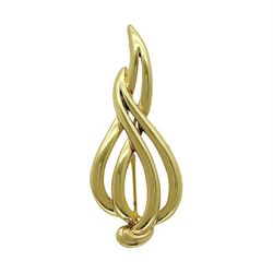 Danecraft Modernist Unisex Brooch Pin, Gold Plated Abstract Jewelry Accessory, Flame Shaped Brooch, Vintage Jewelry Gift  	