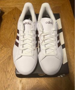 Adidas White Low-Top Sneakers with brown Stripes 11w
