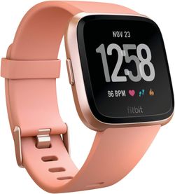 Fitbit Versa Smart Watch, Peach/Rose Gold Aluminium, One Size (S & L Bands Included) - (Renewed)