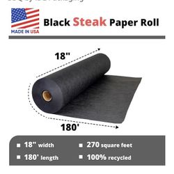 Black Butcher Paper Roll, 18" x 2160” (180 feet), Unwaxed & Food Grade, IDL Packaging