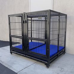 $280 (New in Box) X-Large 49” heavy duty folding dog cage 49x38x43” double-door kennel w/ divider 