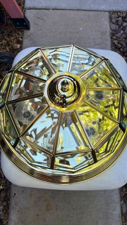 6 bulb octagon bevel glass ceiling light