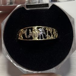 14k solid lucky 13 gold ring